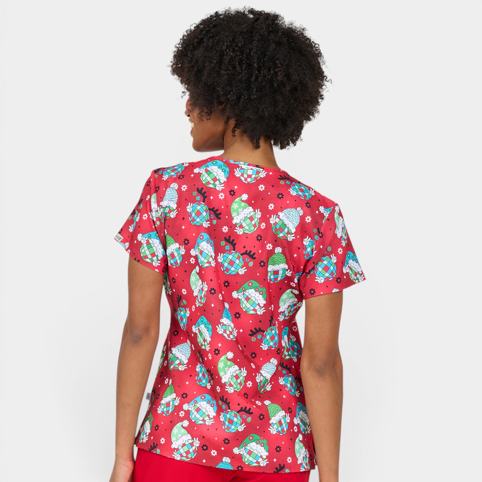Ava Therese Audrey Festive Funk Holiday Scrub Top