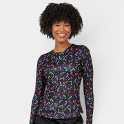 Bright Candy Canes Women's Long Sleeve Knit Underscrub