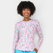 Candy Cane Twist Women's Long Sleeve Knit Underscrub
