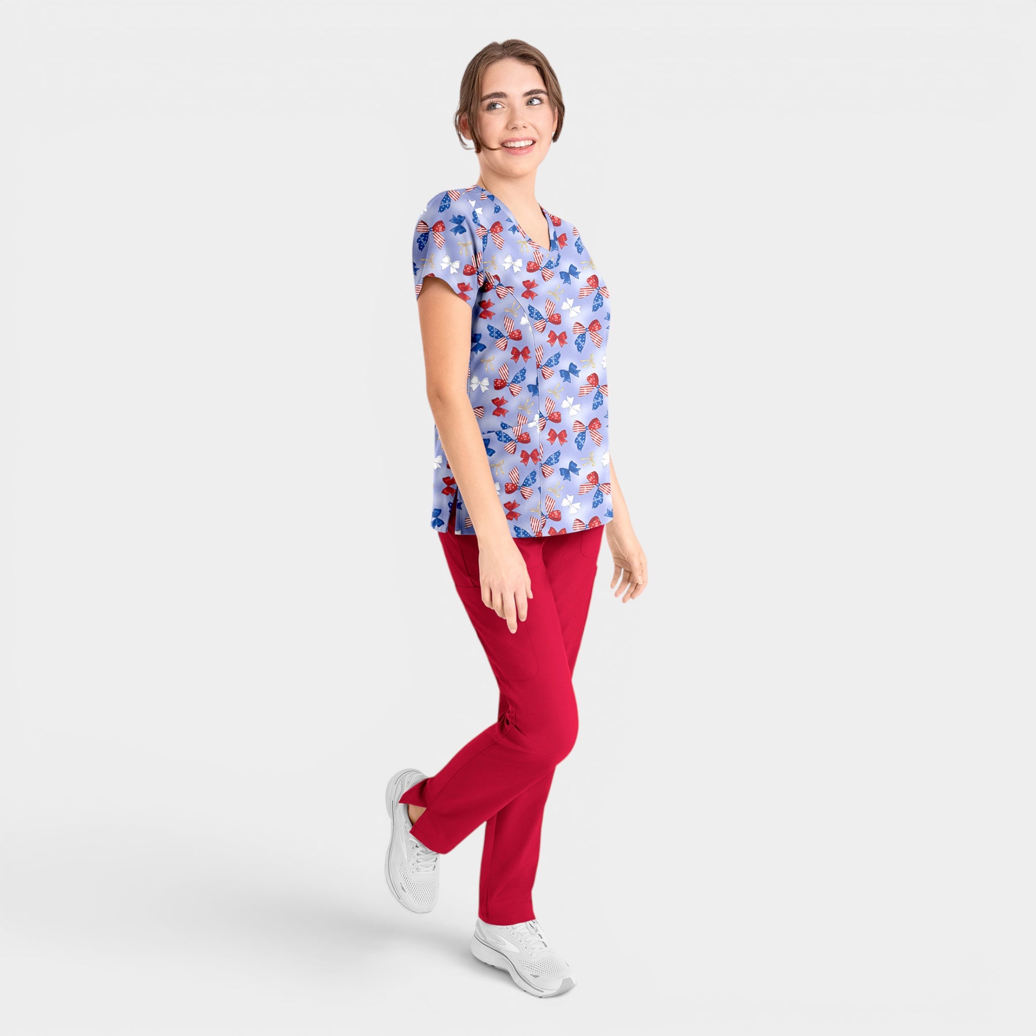 Patriotic Scrub Top - Americana Bows | 1797-AMBW