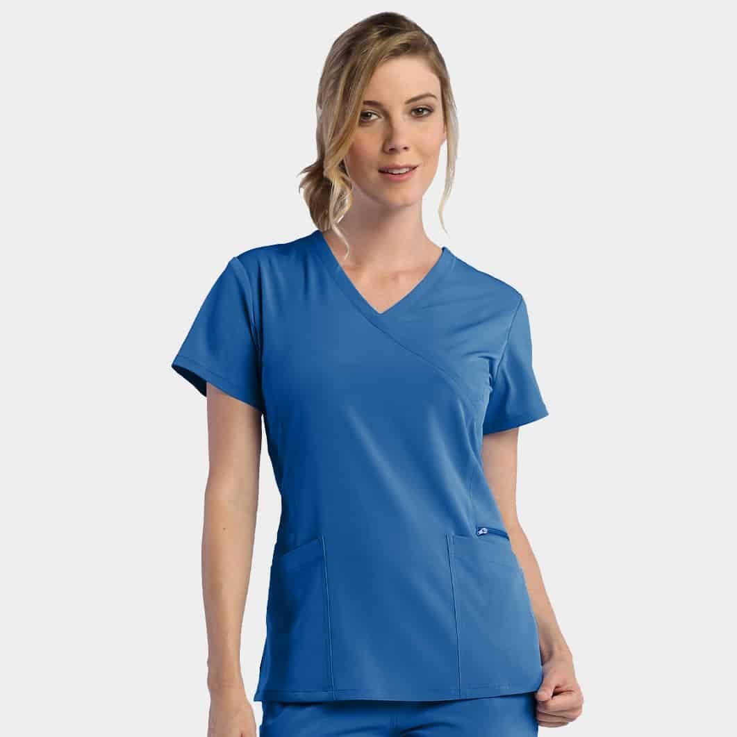 Women's Mock-Wrap Top With Zipper Pocket | 181002