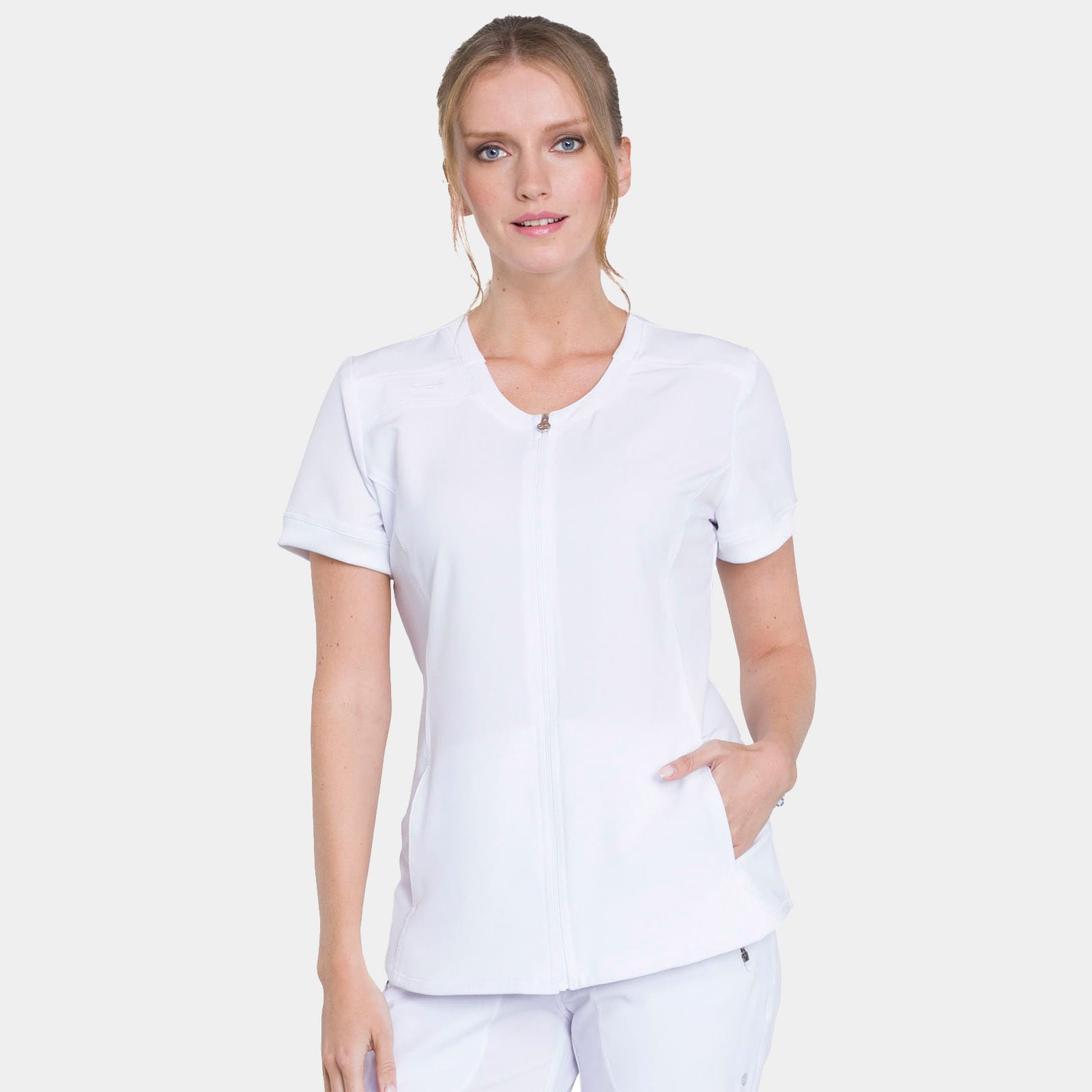 Zip Front V-Neck Top | CK810A