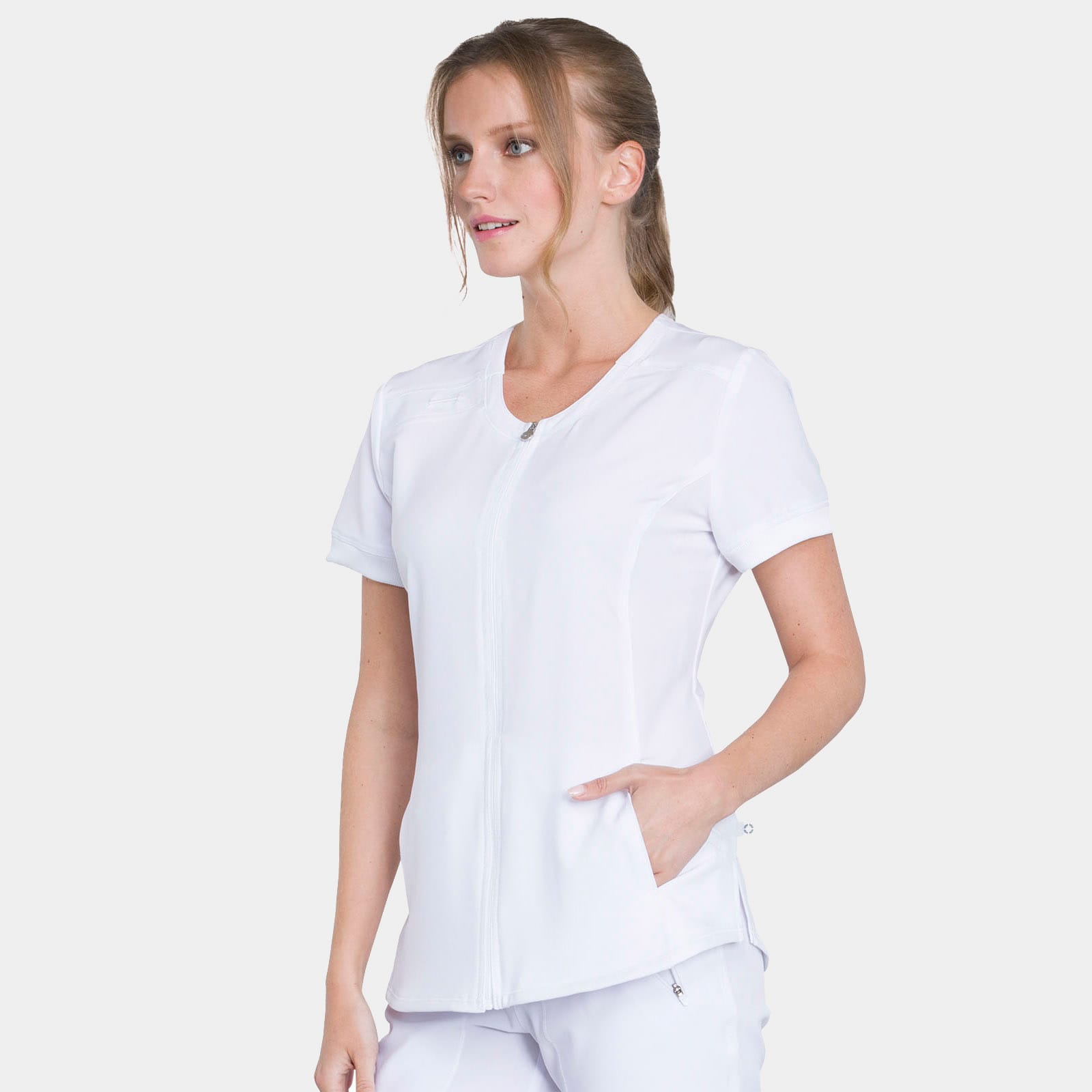 Zip Front V-Neck Top | CK810A