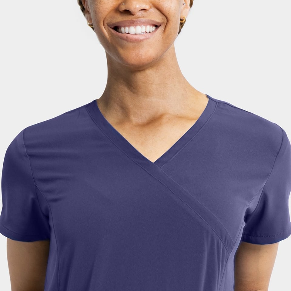 Women's Mock-Wrap Top With Zipper Pocket | 181002