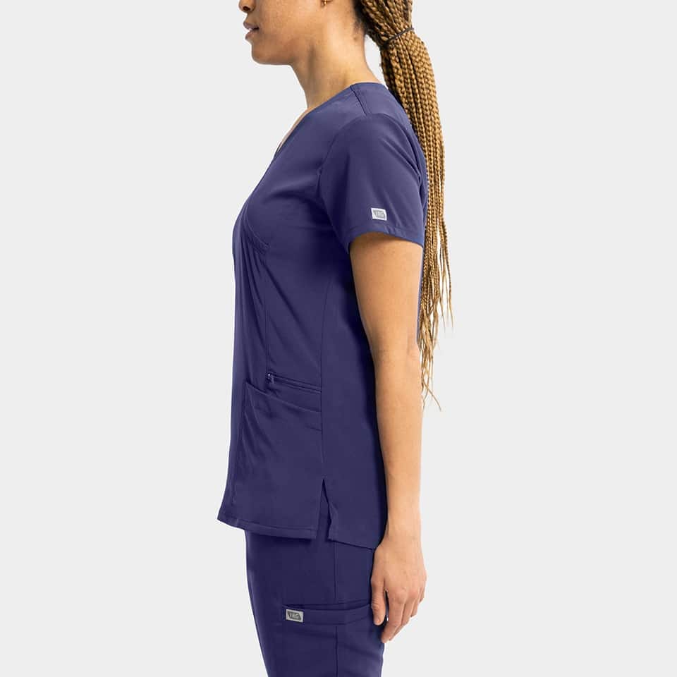 Women's Mock-Wrap Top With Zipper Pocket | 181002