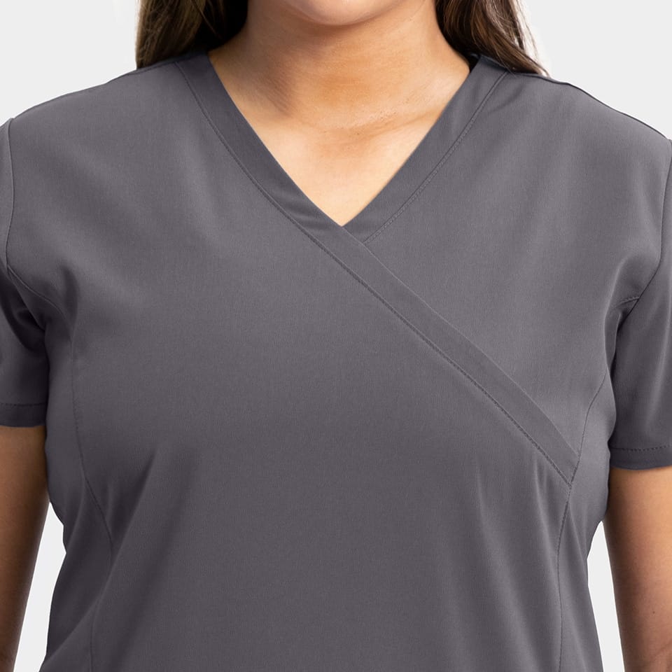 Women's Mock-Wrap Top With Zipper Pocket | 181002