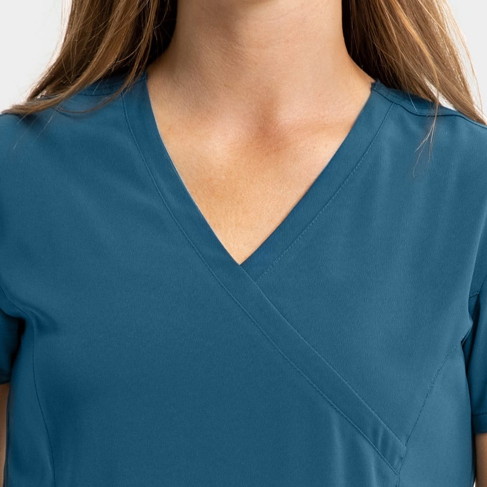 Women's Mock-Wrap Top With Zipper Pocket | 181002