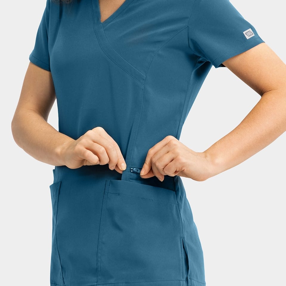 Women's Mock-Wrap Top With Zipper Pocket | 181002