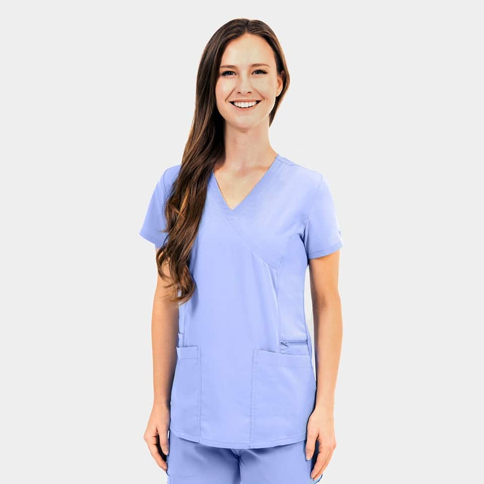 Women's Mock-Wrap Top With Zipper Pocket | 181002