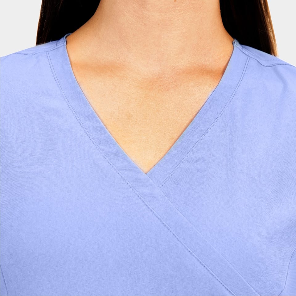 Women's Mock-Wrap Top With Zipper Pocket | 181002
