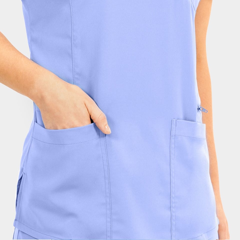 Women's Mock-Wrap Top With Zipper Pocket | 181002