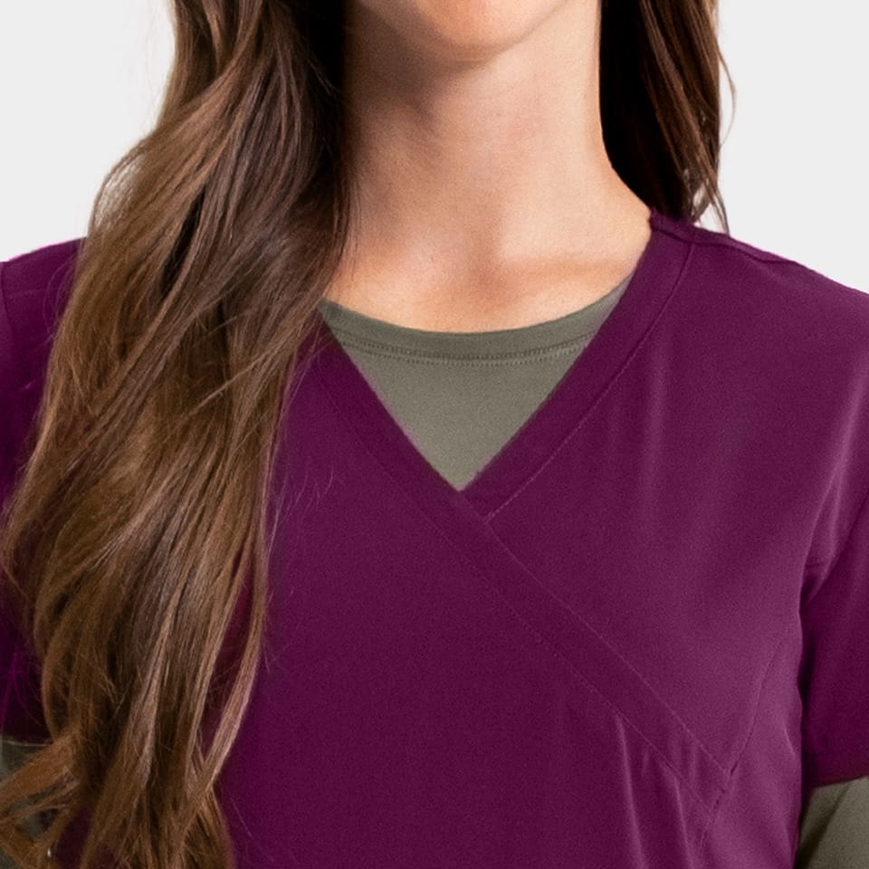 Women's Mock-Wrap Top With Zipper Pocket | 181002