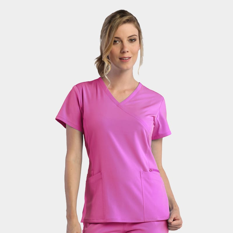 Women's Mock-Wrap Top With Zipper Pocket | 181002