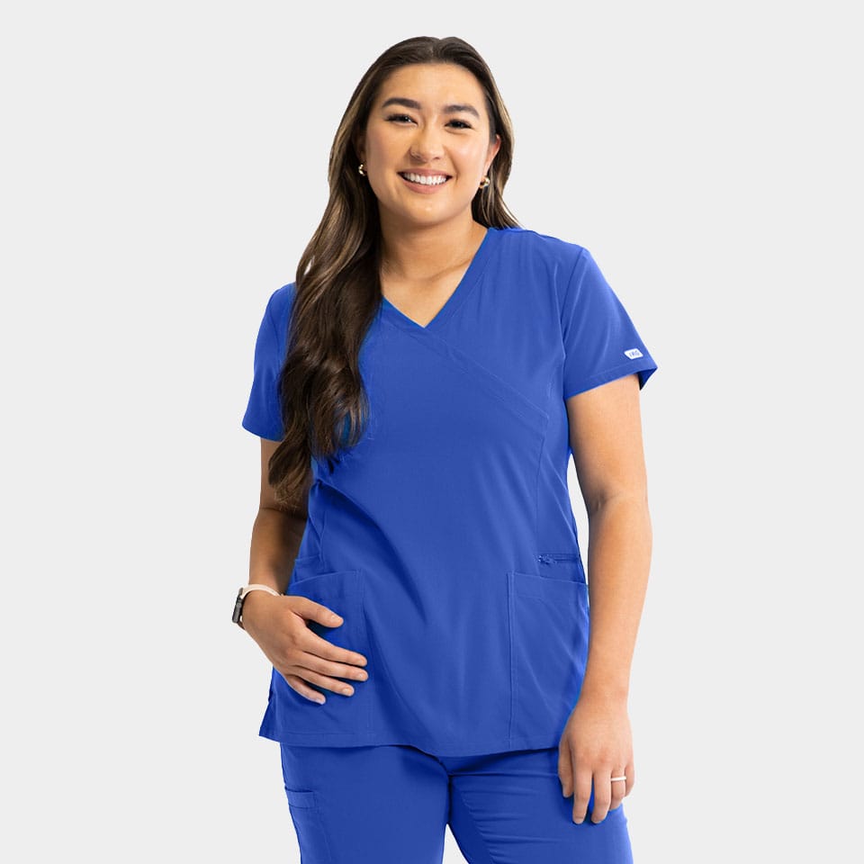 Women's Mock-Wrap Top With Zipper Pocket | 181002
