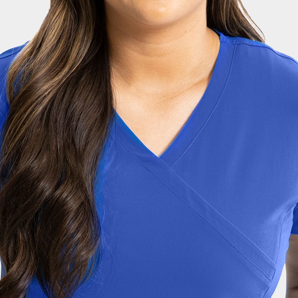 Women's Mock-Wrap Top With Zipper Pocket | 181002