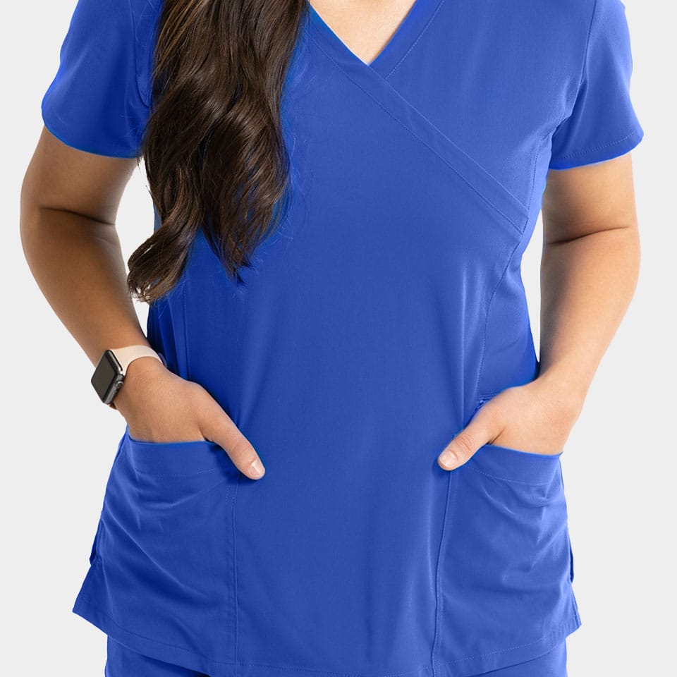 Women's Mock-Wrap Top With Zipper Pocket | 181002