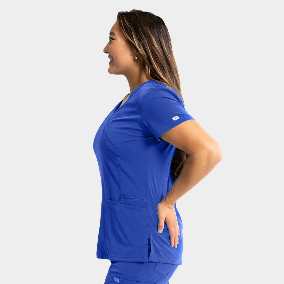 Women's Mock-Wrap Top With Zipper Pocket | 181002