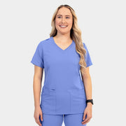 Women's Sporty Solid Double V-Neck Top | 3852