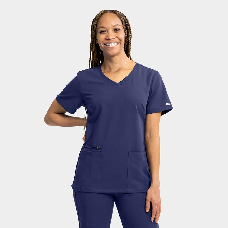 Women's Sporty Solid Double V-Neck Top | 3852