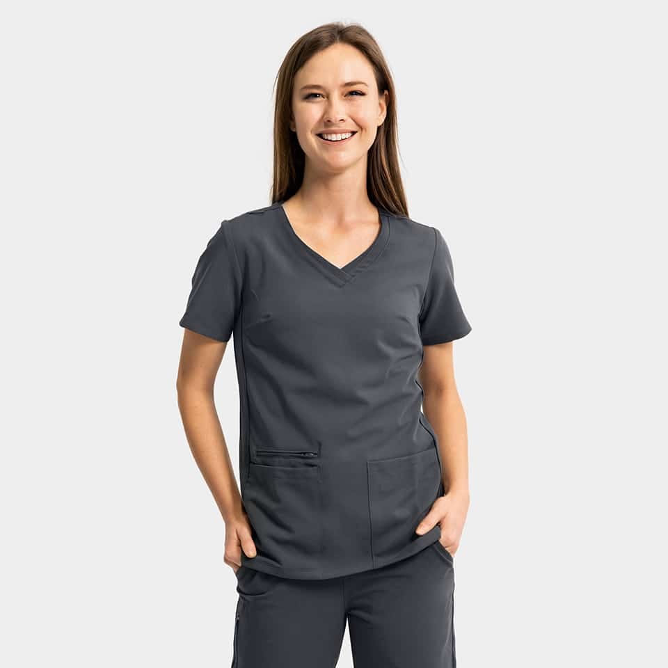 Women's Sporty Solid Double V-Neck Top | 3852