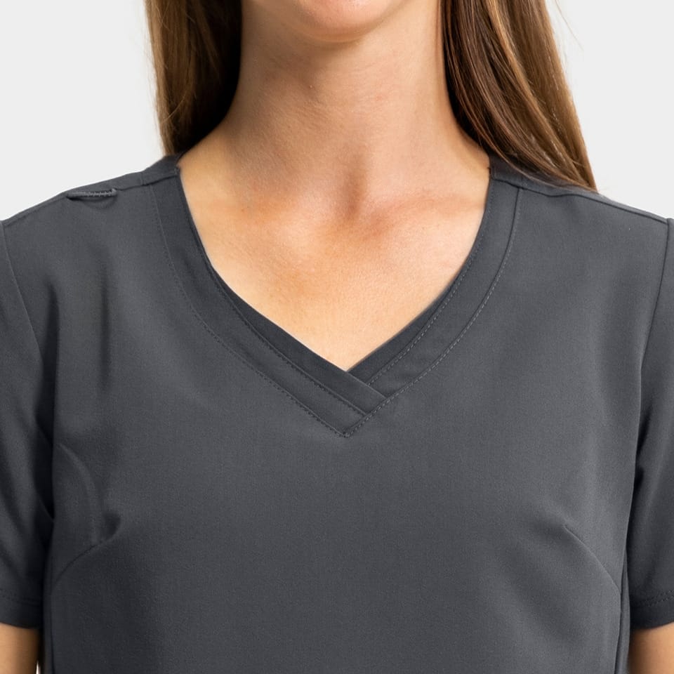 Women's Sporty Solid Double V-Neck Top | 3852