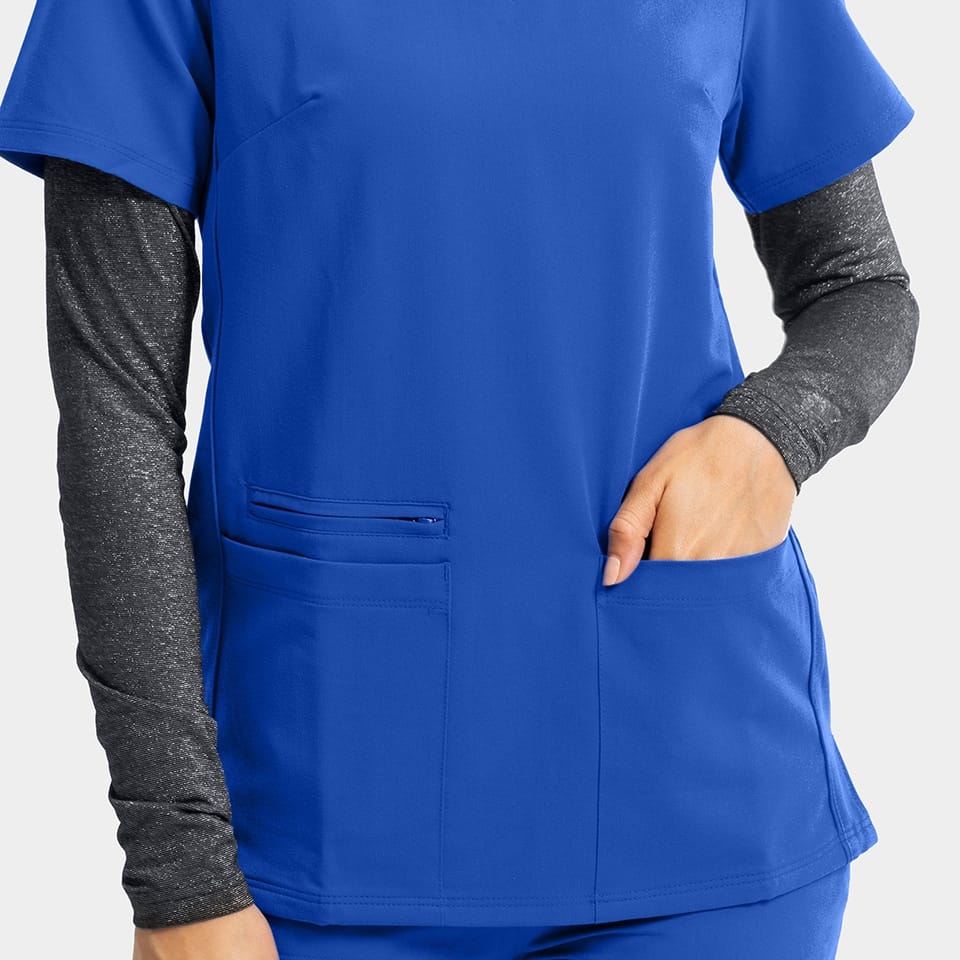 Women's Sporty Solid Double V-Neck Top | 3852