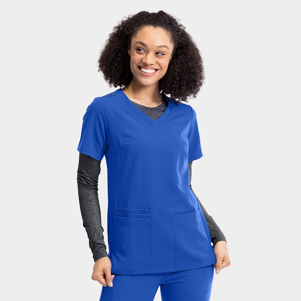 Women's Sporty Solid Double V-Neck Top | 3852