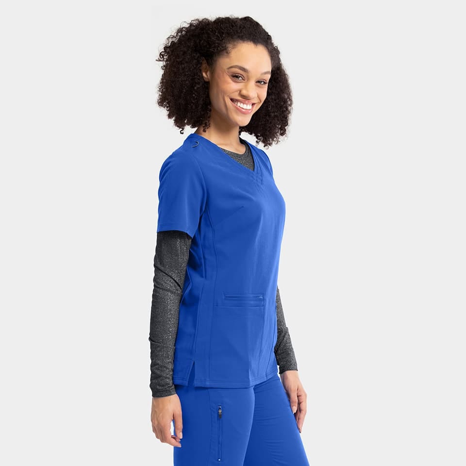 Women's Sporty Solid Double V-Neck Top | 3852