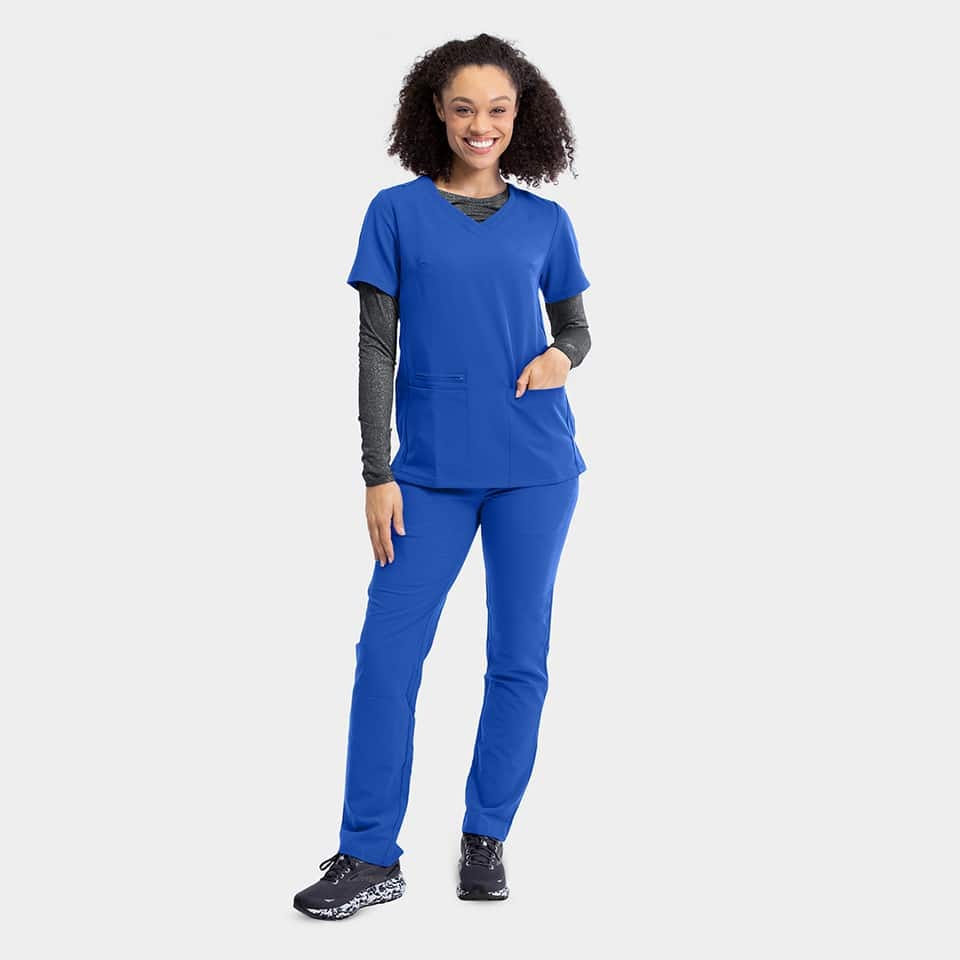 Women's Sporty Solid Double V-Neck Top | 3852