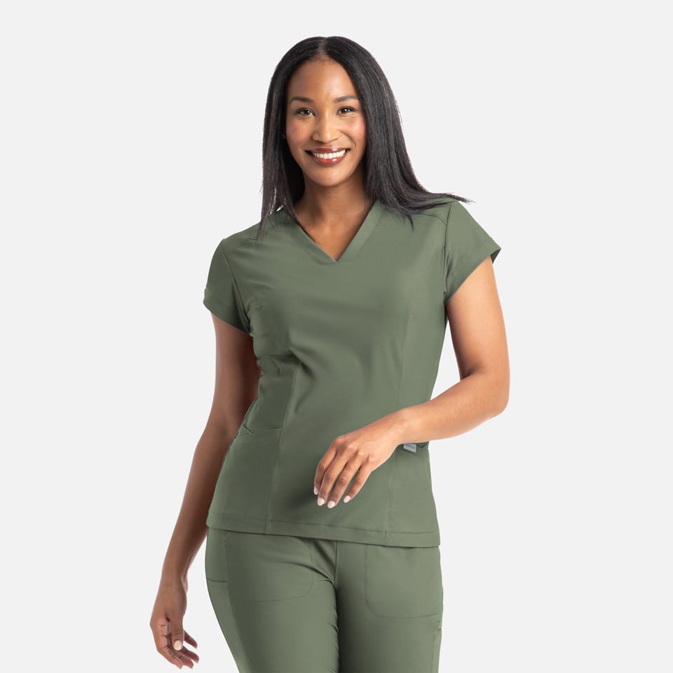 Zoe Banded V-Neck Scrub Top | 2501