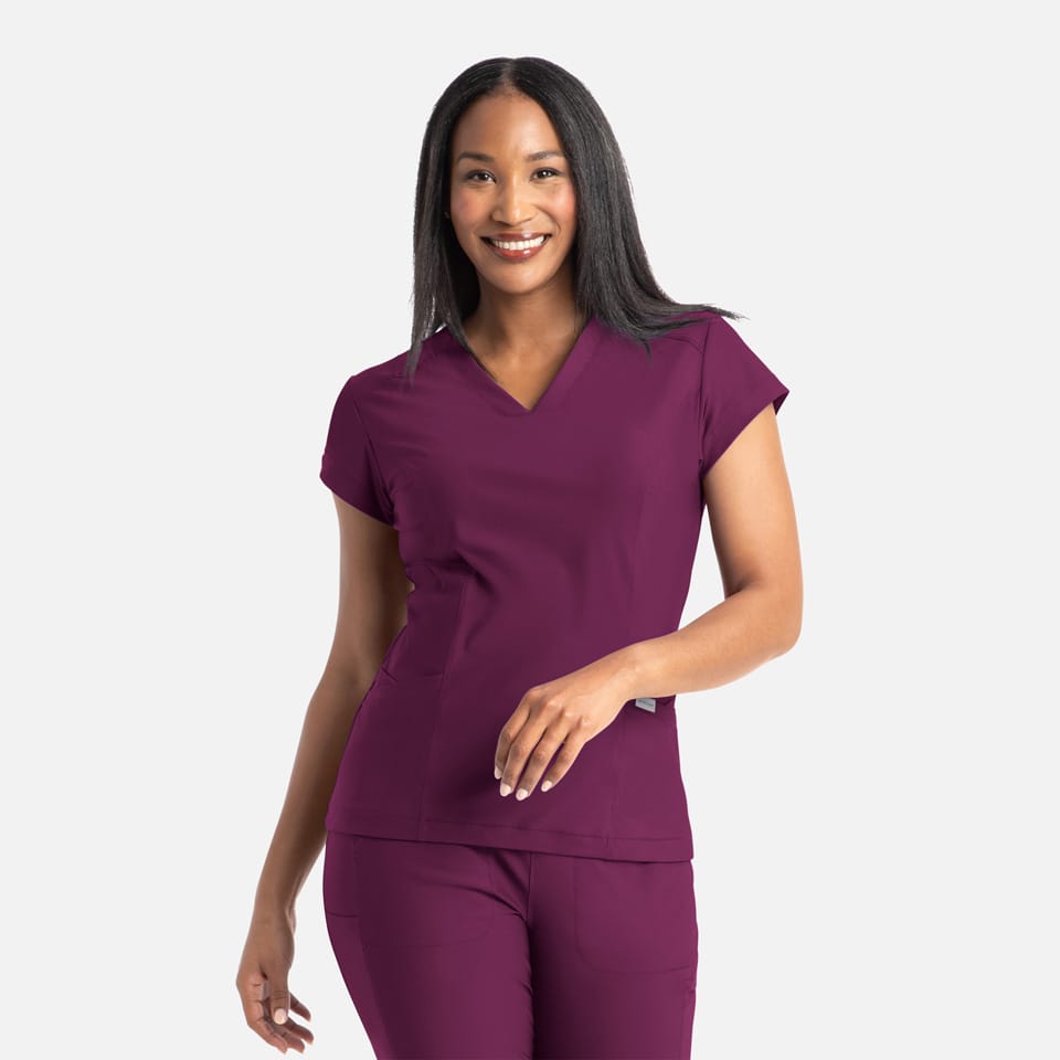 Zoe Banded V-Neck Scrub Top | 2501
