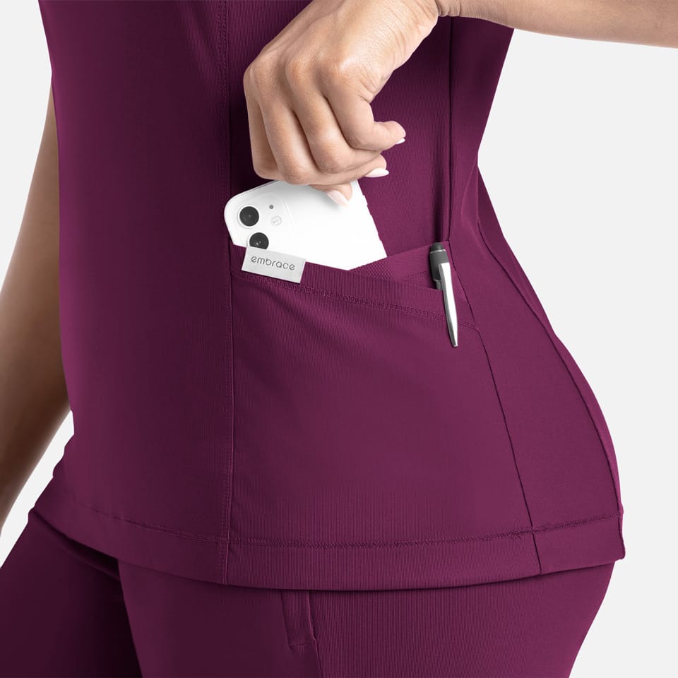 Zoe Banded V-Neck Scrub Top | 2501