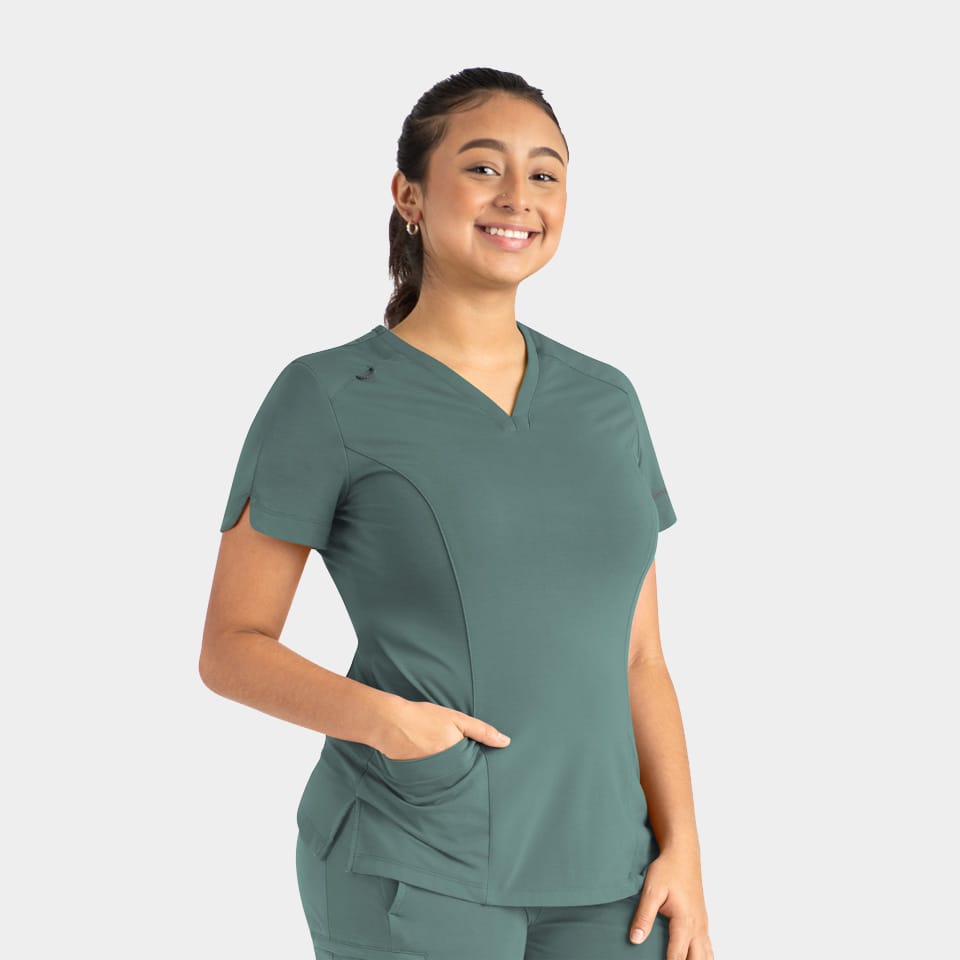 Women's Curved V-Neck Top | 20302