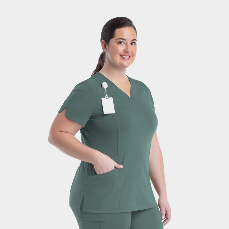 Women's Curved V-Neck Top | 20302
