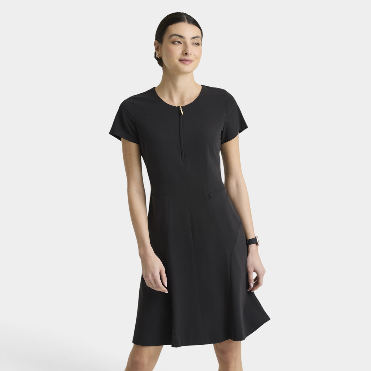 Aria 2-Pocket Round Neck Knee Length Dress |GRGD971