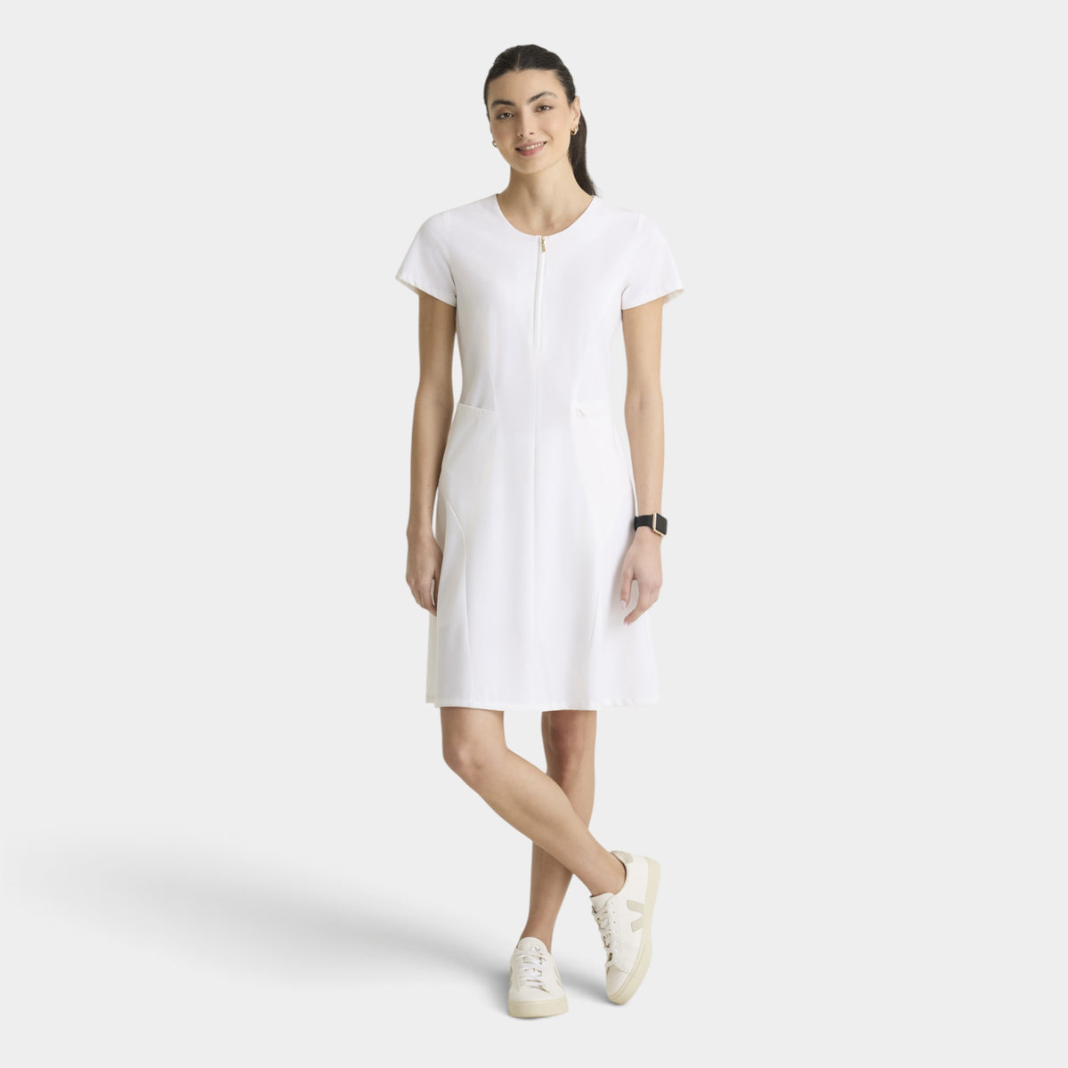 Aria 2-Pocket Round Neck Knee Length Dress |GRGD971
