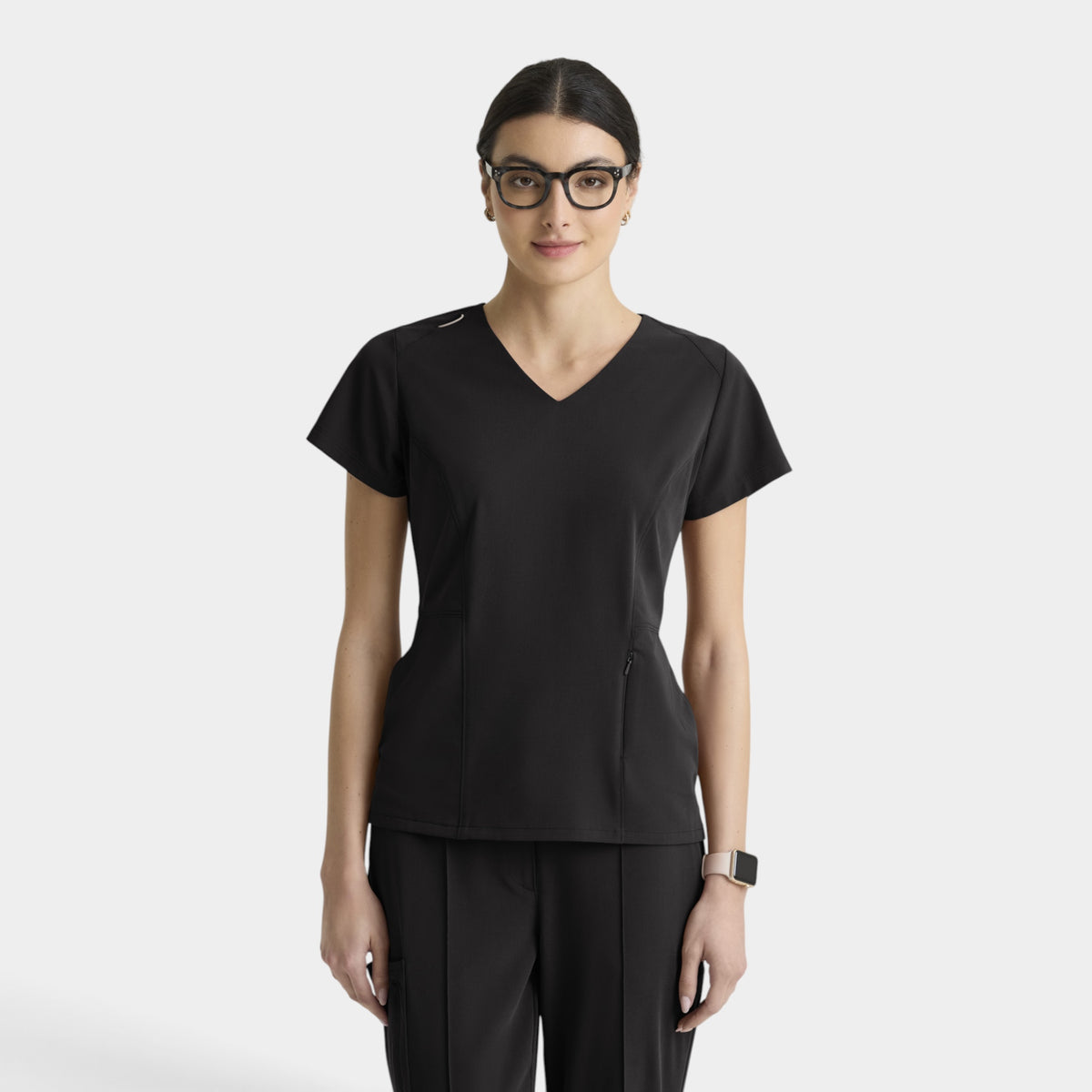 Spring 3-Pocket Classic V-Neck Back Waist Detail Top | GRGT309