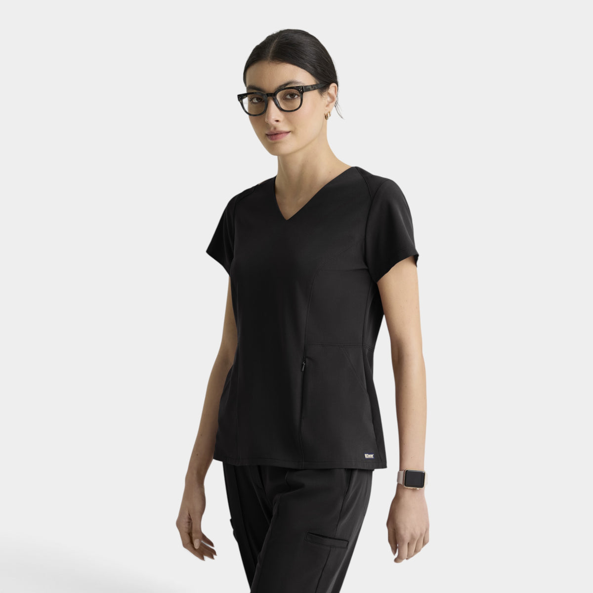 Spring 3-Pocket Classic V-Neck Back Waist Detail Top | GRGT309