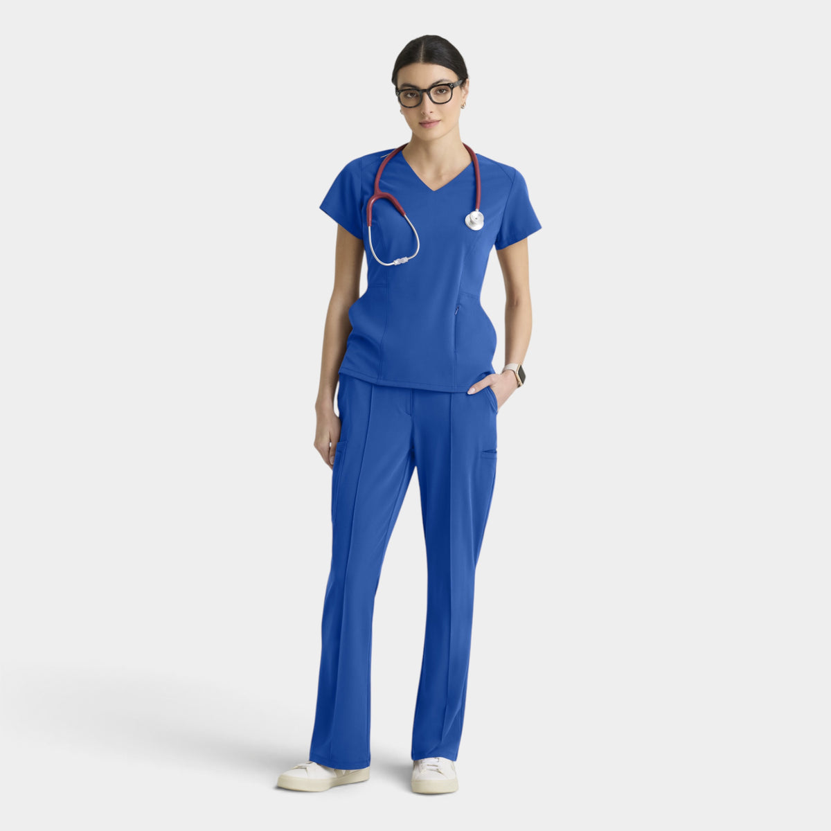 Spring 3-Pocket Classic V-Neck Back Waist Detail Top | GRGT309