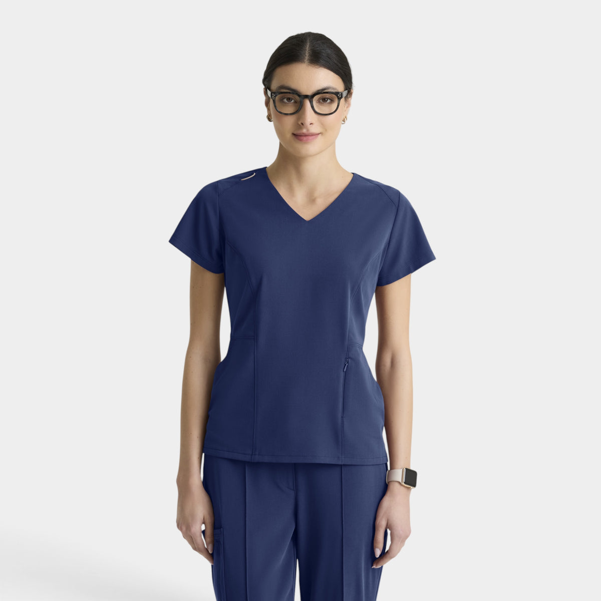 Spring 3-Pocket Classic V-Neck Back Waist Detail Top | GRGT309