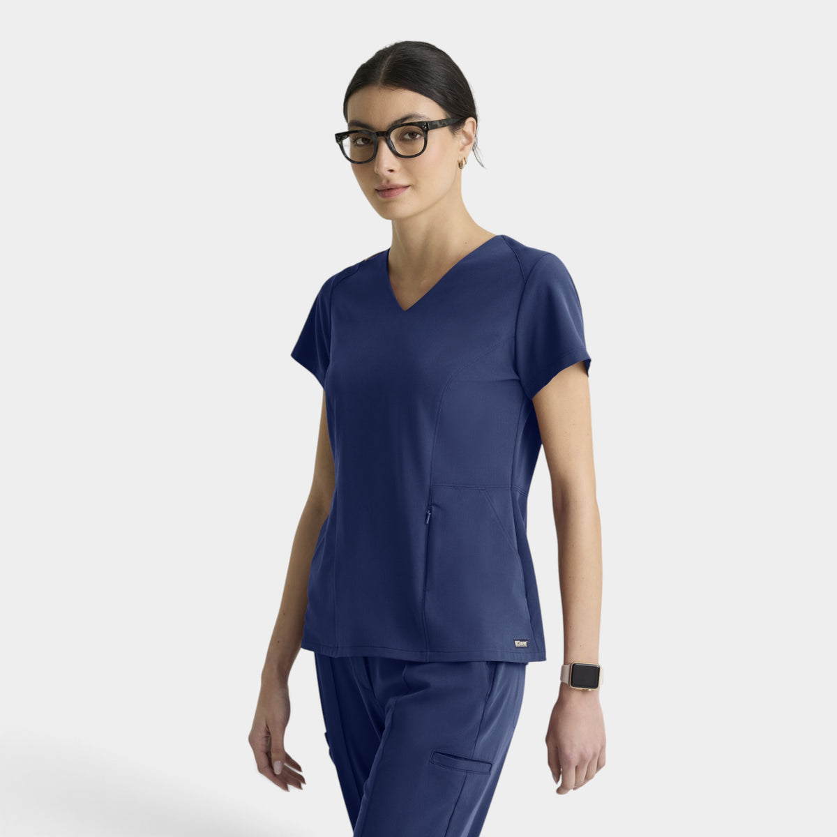 Spring 3-Pocket Classic V-Neck Back Waist Detail Top | GRGT309