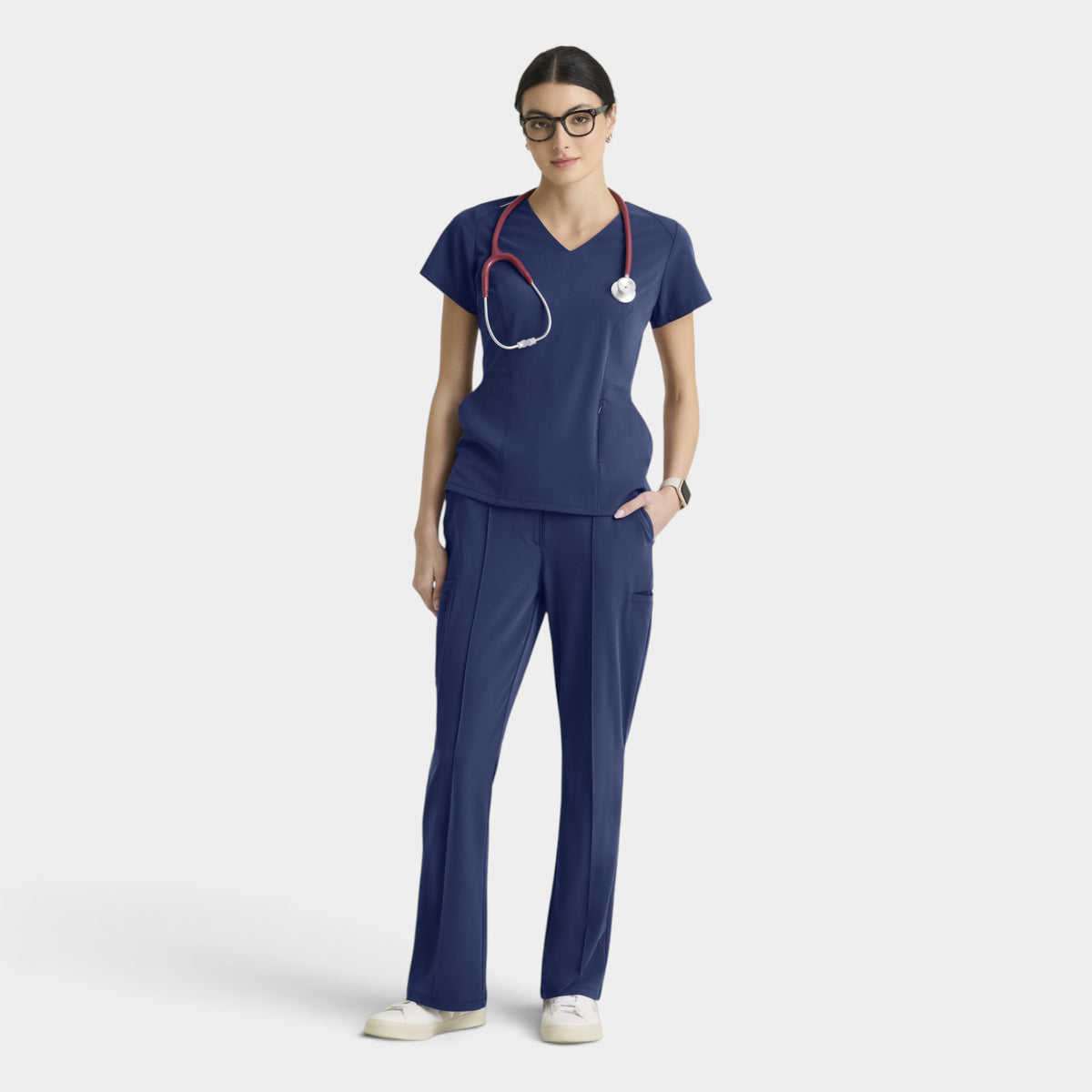 Spring 3-Pocket Classic V-Neck Back Waist Detail Top | GRGT309