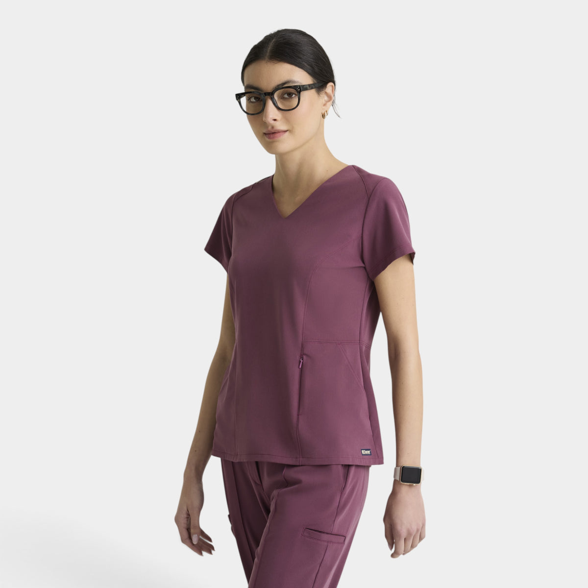 Spring 3-Pocket Classic V-Neck Back Waist Detail Top | GRGT309