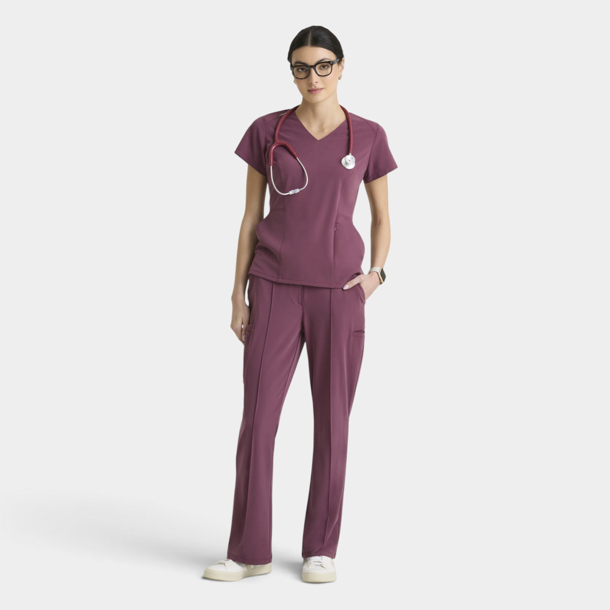 Spring 3-Pocket Classic V-Neck Back Waist Detail Top | GRGT309