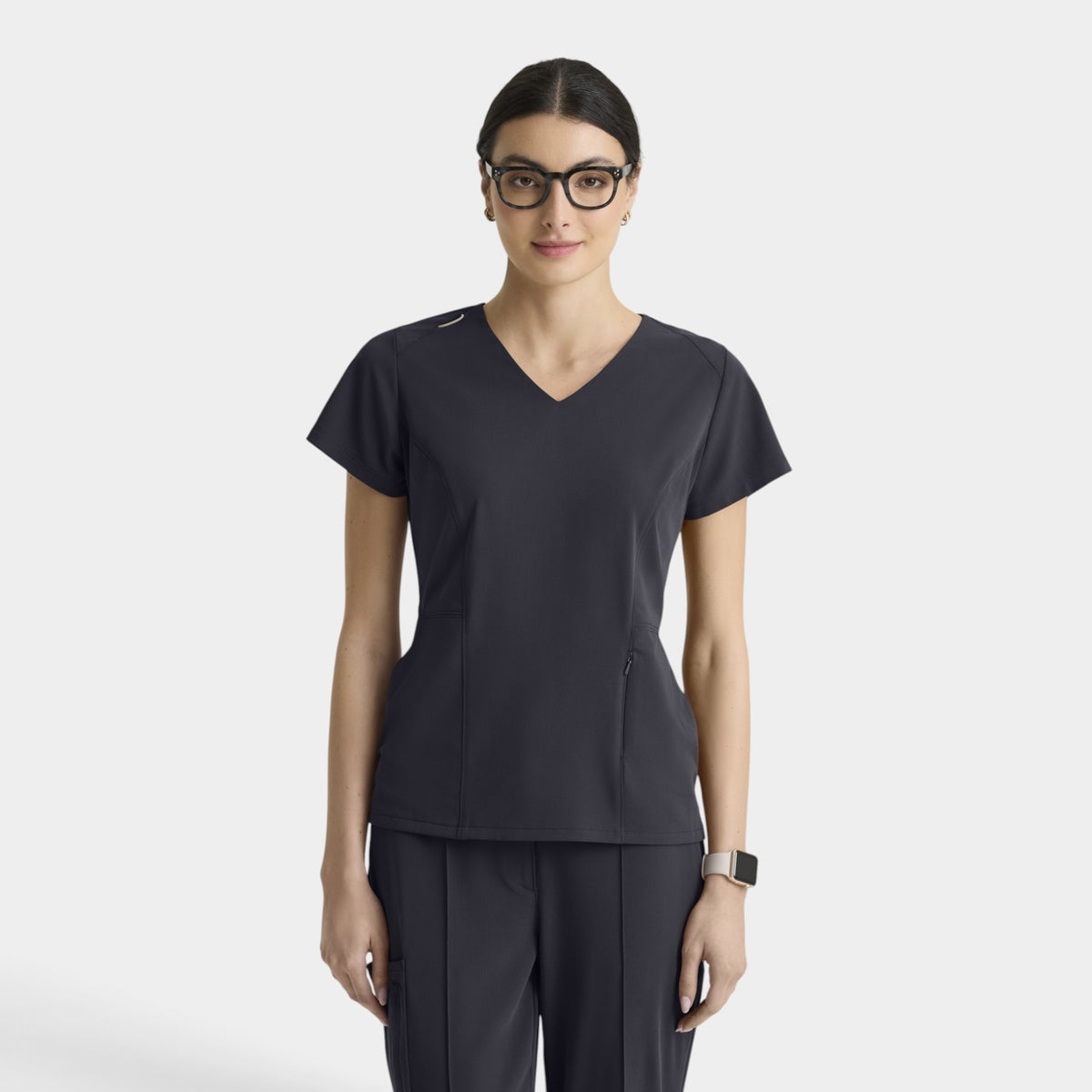 Spring 3-Pocket Classic V-Neck Back Waist Detail Top | GRGT309