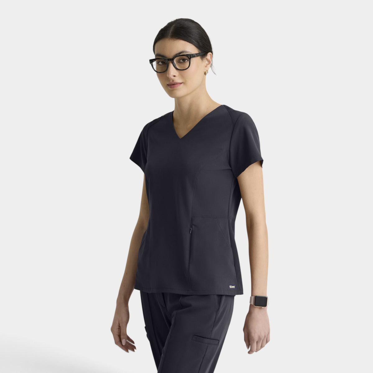 Spring 3-Pocket Classic V-Neck Back Waist Detail Top | GRGT309