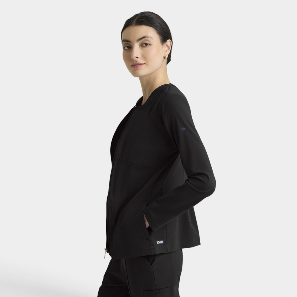 Spring 5-Pocket Round Neck Zip-Front Warm-Up Jacket | GRGW937