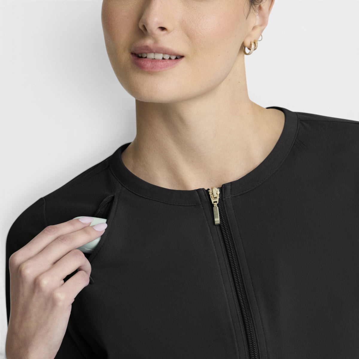 Spring 5-Pocket Round Neck Zip-Front Warm-Up Jacket | GRGW937