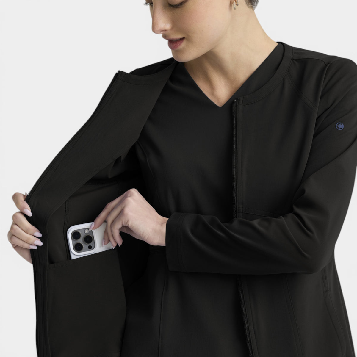 Spring 5-Pocket Round Neck Zip-Front Warm-Up Jacket | GRGW937