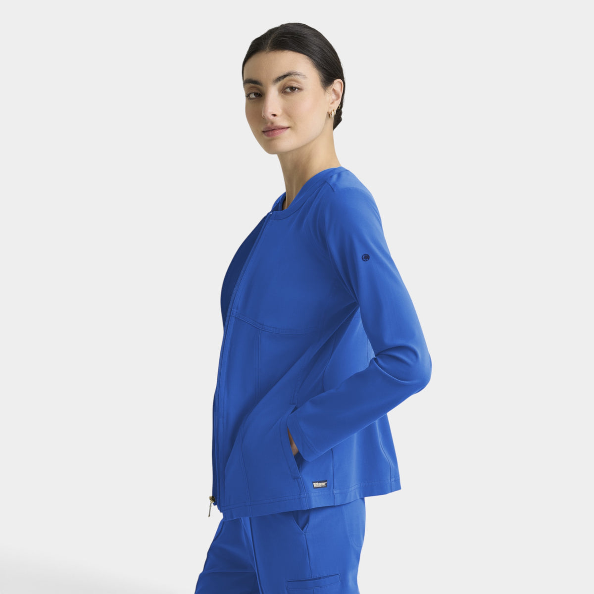 Spring 5-Pocket Round Neck Zip-Front Warm-Up Jacket | GRGW937